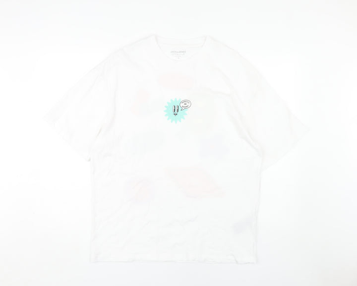 Jack & Jones Men's White Graphic Print T-Shirt L
