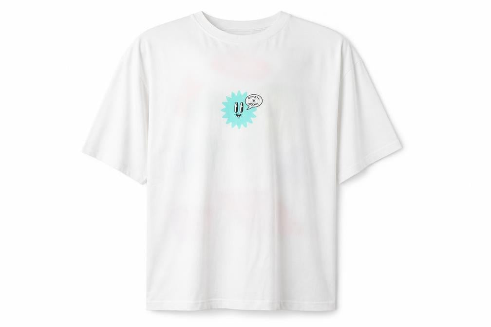 Front view of Jack & Jones Men's White Graphic Print T-Shirt L