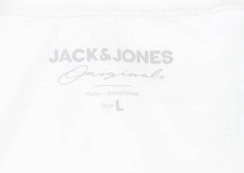 Jack & Jones Men's White Graphic Print T-Shirt L
