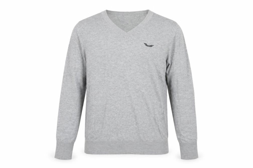Front view of Armani Exchange Men's Grey V-Neck jumper S