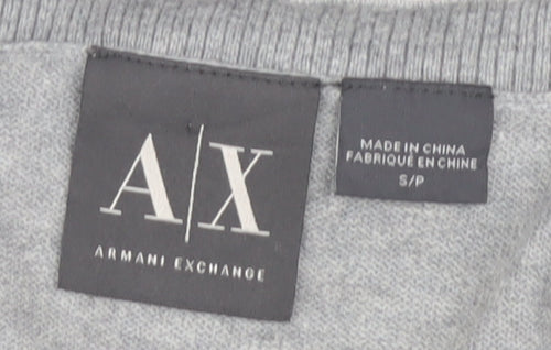Armani Exchange Men's Grey V-Neck Pullover Jumper S