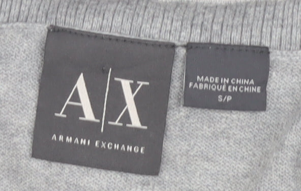 Armani Exchange Men's Grey V-Neck Pullover Jumper S