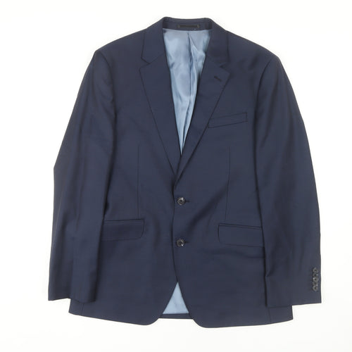 T.M.Lewin Men's Blue Blazer 38R Regular Fit Wool