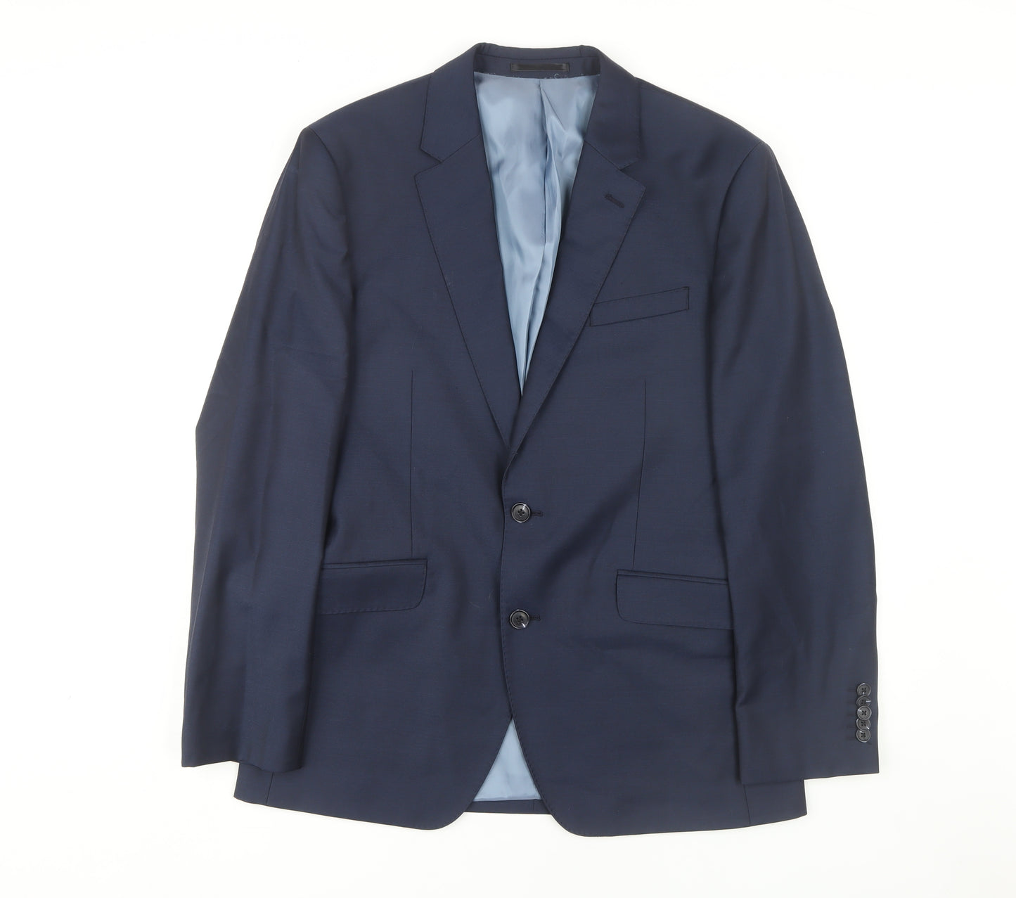 T.M.Lewin Men's Blue Blazer 38R Regular Fit Wool