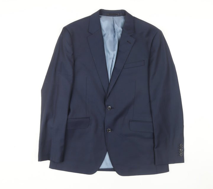 T.M.Lewin Men's Blue Blazer 38R Regular Fit Wool