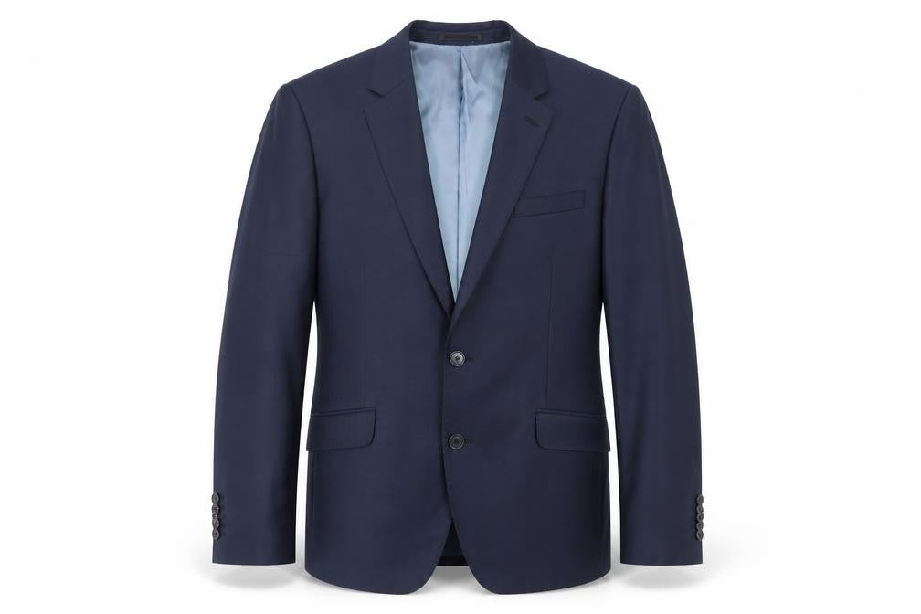 Front view of T.M.Lewin Men's Blue Blazer 38R Regular Fit Wool
