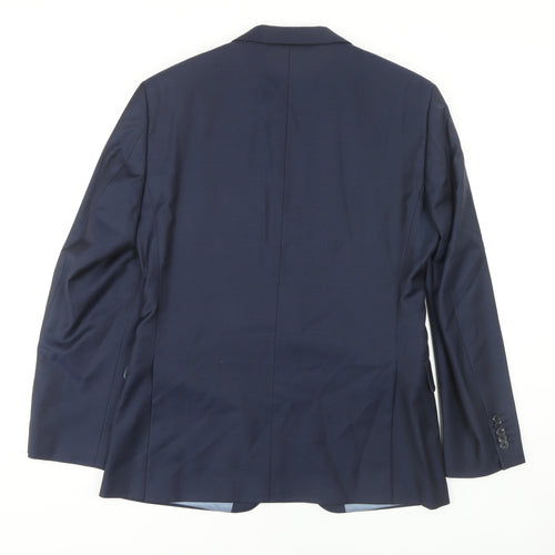 T.M.Lewin Men's Blue Blazer 38R Regular Fit Wool