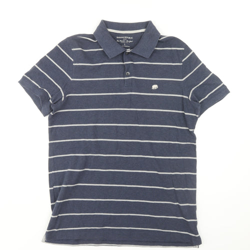 Banana Republic Men's Blue Striped Polo Shirt L
