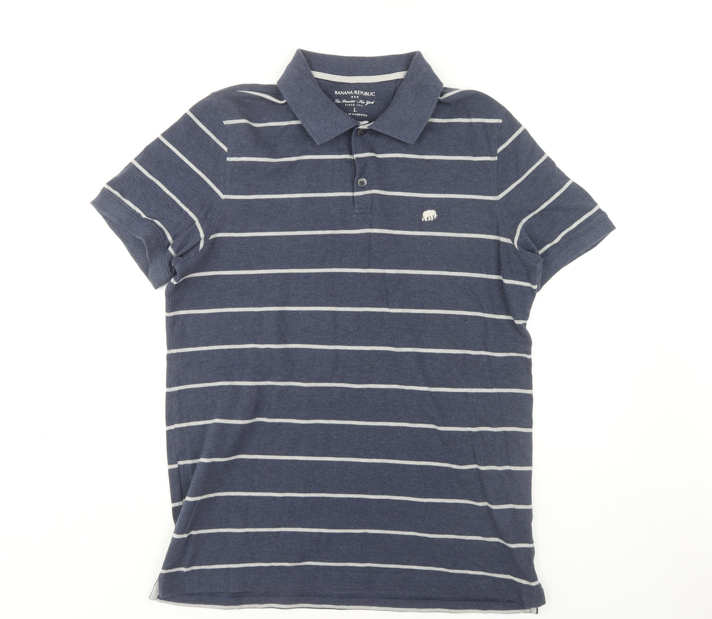 Banana Republic Men's Blue Striped Polo Shirt L