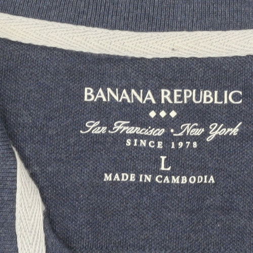 Banana Republic Men's Blue Striped Polo Shirt L