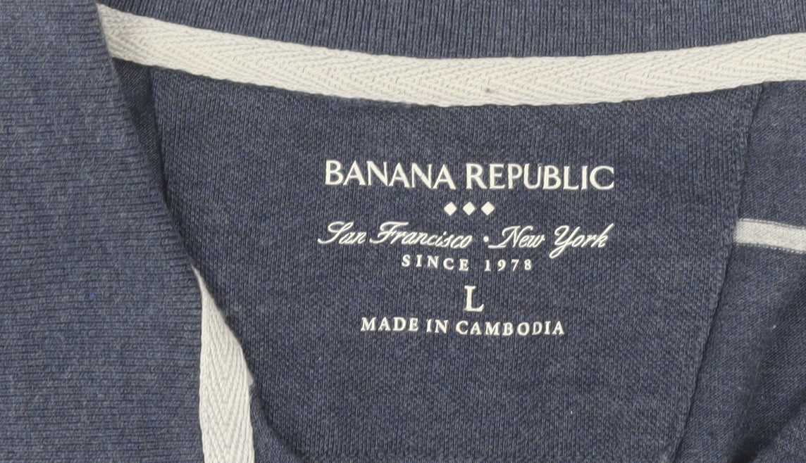 Banana Republic Men's Blue Striped Polo Shirt L