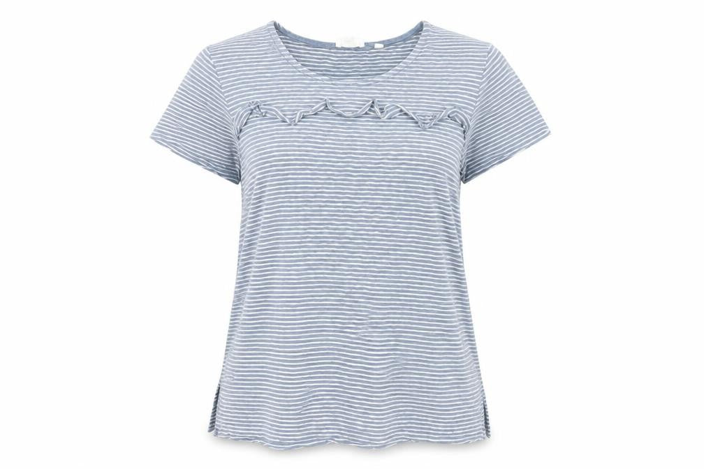 Fat Face Women’s Blue Striped T-Shirt, Size S, Cotton