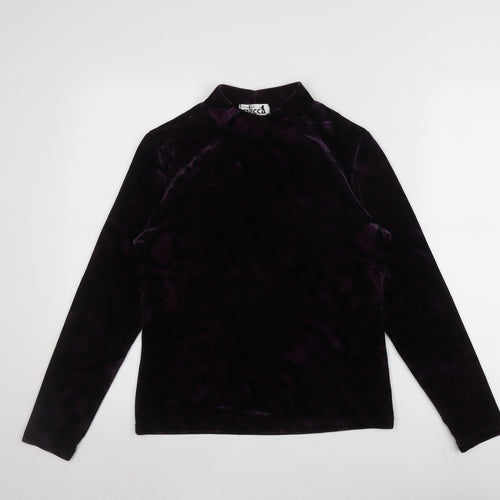 Mecca Women’s Purple Velvet Mock Neck Top S