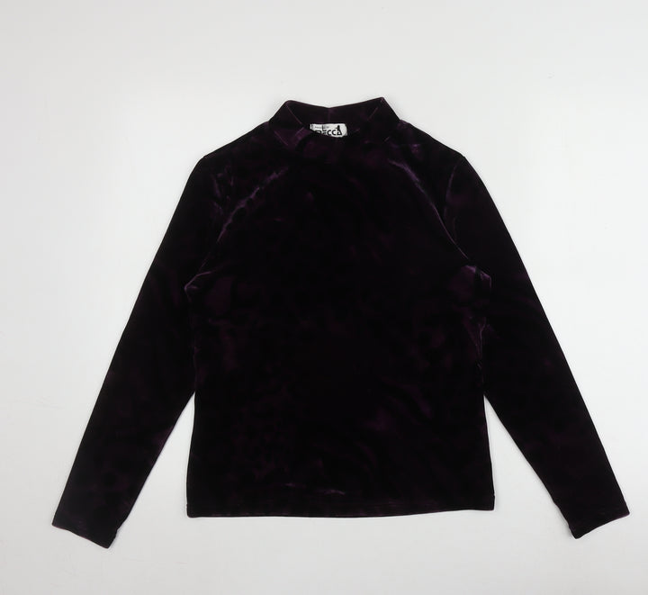 Mecca Women’s Purple Velvet Mock Neck Top S