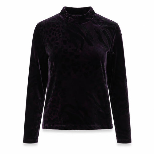 Mecca Women’s Purple Velvet Mock Neck Top S