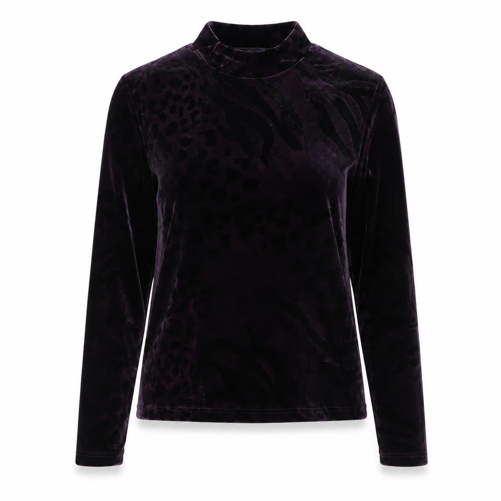 Mecca Women’s Purple Velvet Mock Neck Top S