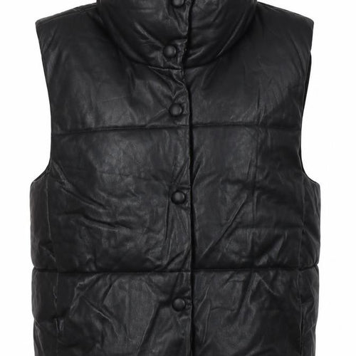 Zara Women XS Black Puffer Waistcoat Snap Closure