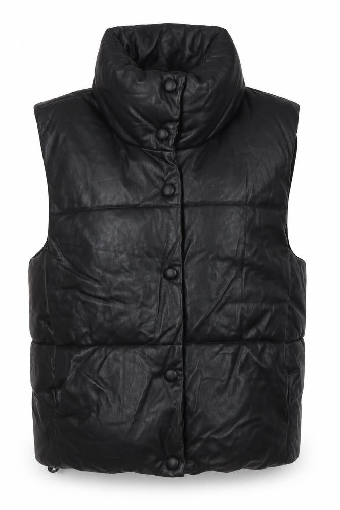 Zara Women XS Black Puffer Waistcoat Snap Closure