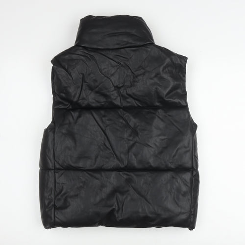 Zara Women XS Black Puffer Waistcoat Snap Closure