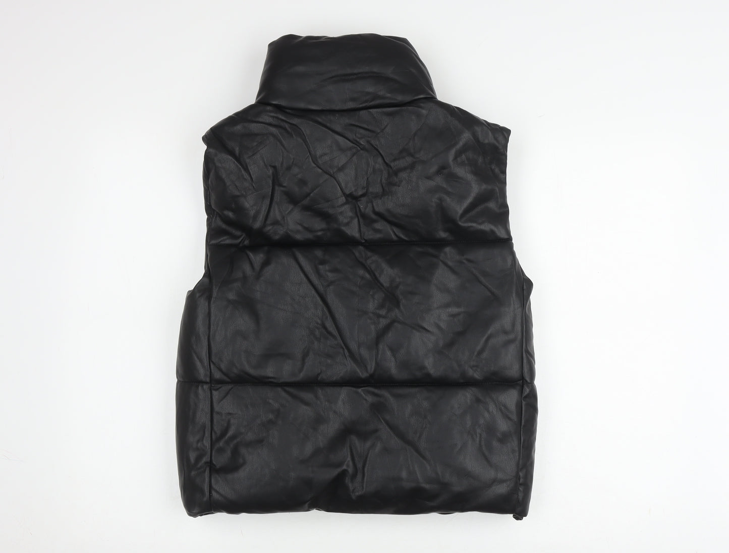 Zara Women XS Black Puffer Waistcoat Snap Closure