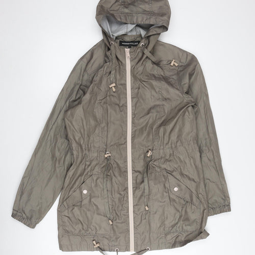 Warehouse Women's Grey Parka Jacket S Hooded Casual