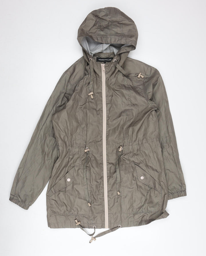 Warehouse Women's Grey Parka Jacket S Hooded Casual