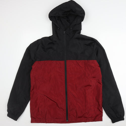 boohooMAN Men's Black Red Windbreaker Jacket M