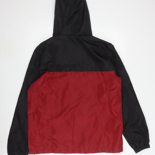 boohooMAN Men's Black Red Windbreaker Jacket M