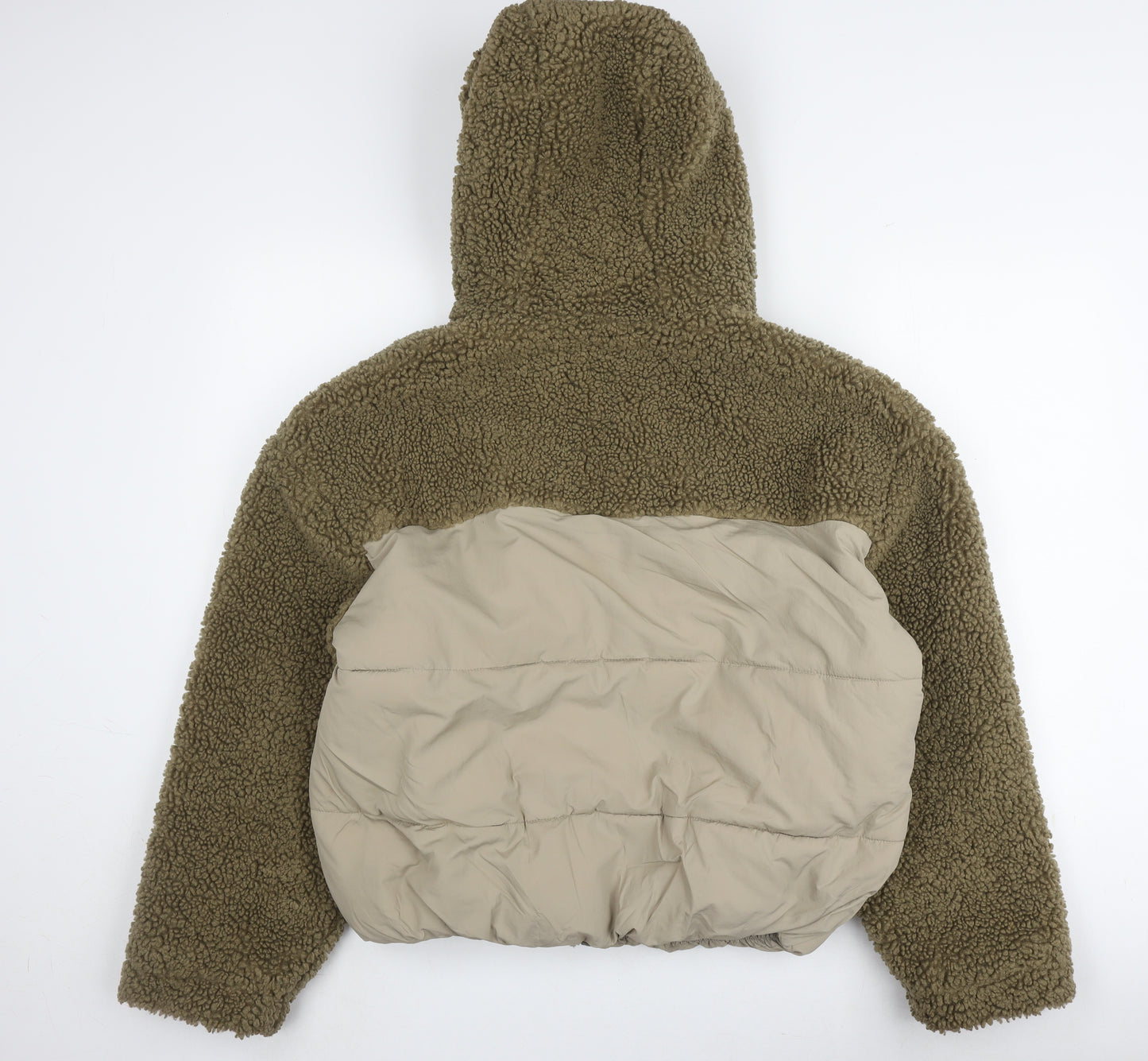 Zara Women's Brown Fleece Hooded Puffer Jacket M
