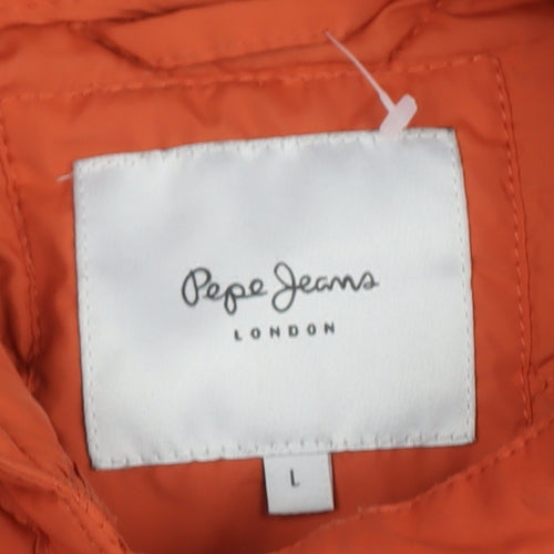Pepe Jeans Men's Orange Quilted Hooded Jacket L