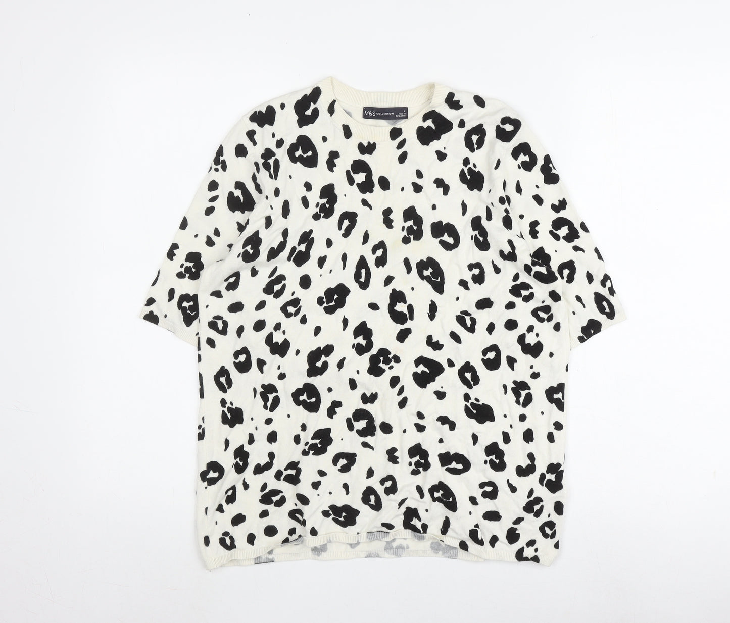 Marks and Spencer Women's Black Animal Print Top L