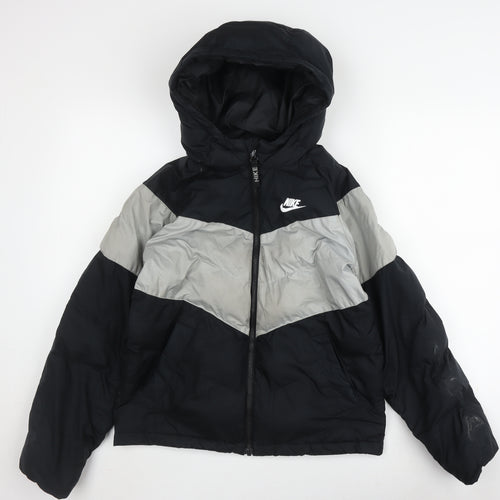 Nike Boys Black Puffer Jacket L - Winter Hooded Outerwear
