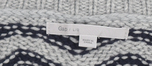 Gap Women's Grey V-Neck Pullover Jumper Size L