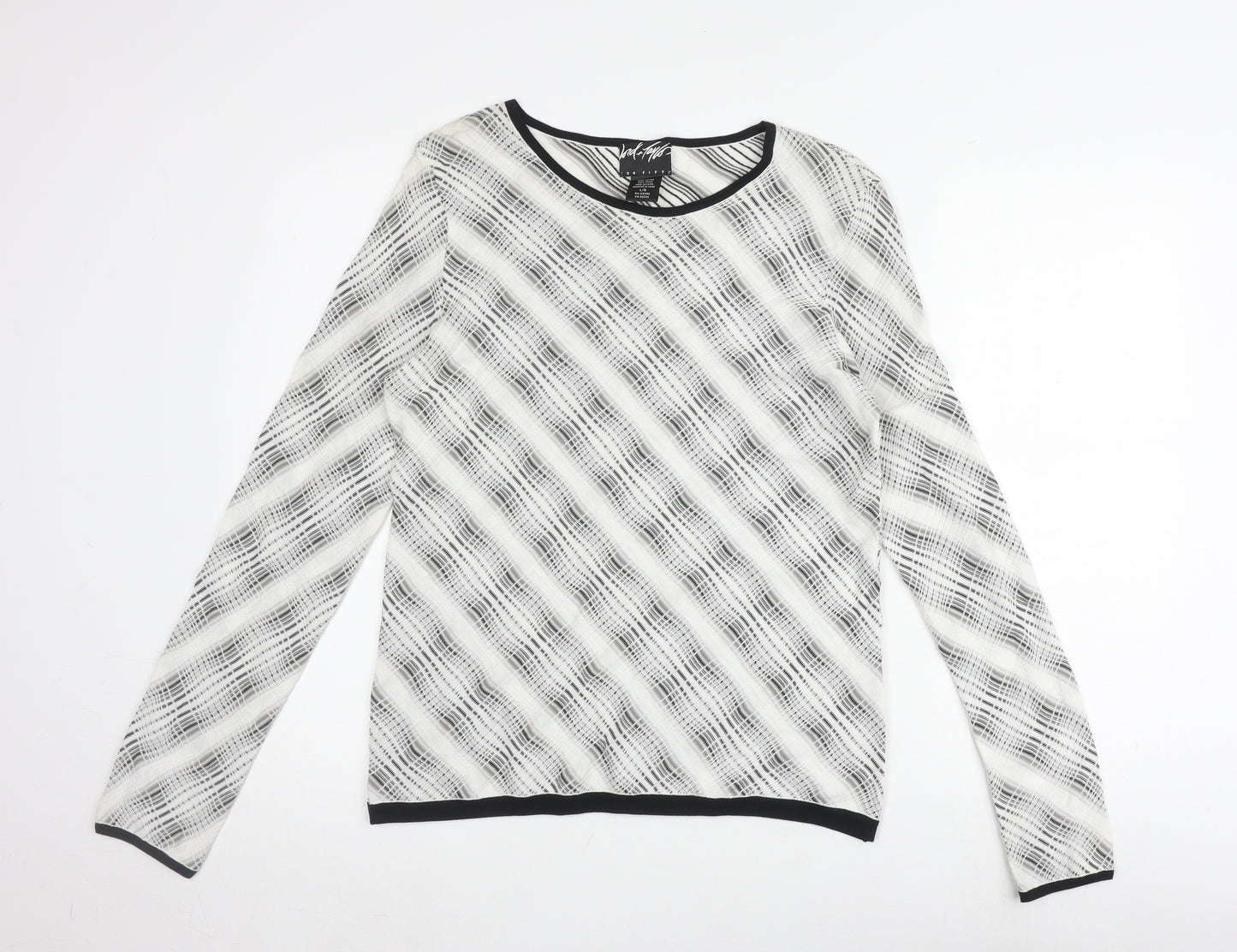 Lord & Taylor Women's L Cotton Jumper Black/White
