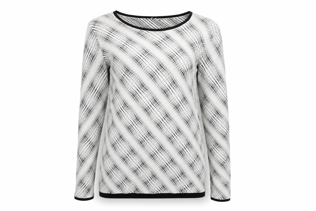 Front view of Lord & Taylor Women's L Cotton Jumper Black/White