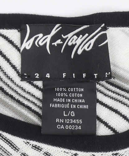 Lord & Taylor Women's L Cotton Jumper Black/White