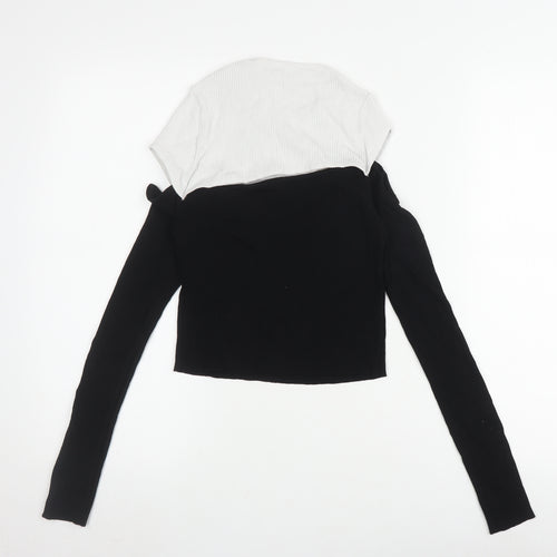 Zara Women's Black and White Long Sleeve T-Shirt
