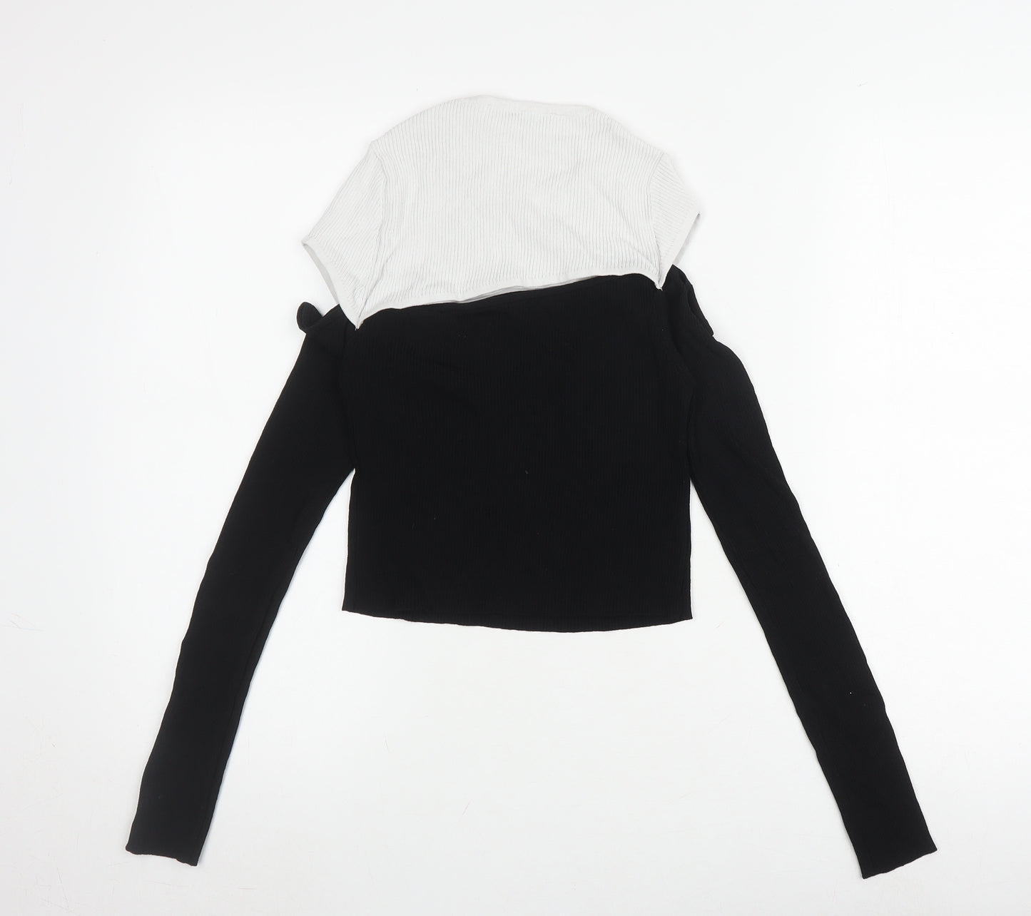 Zara Women's Black and White Long Sleeve T-Shirt