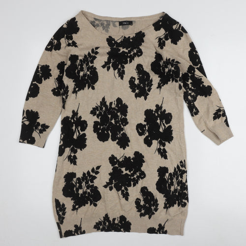 M&Co Women's Beige Floral Pullover Jumper Size 10