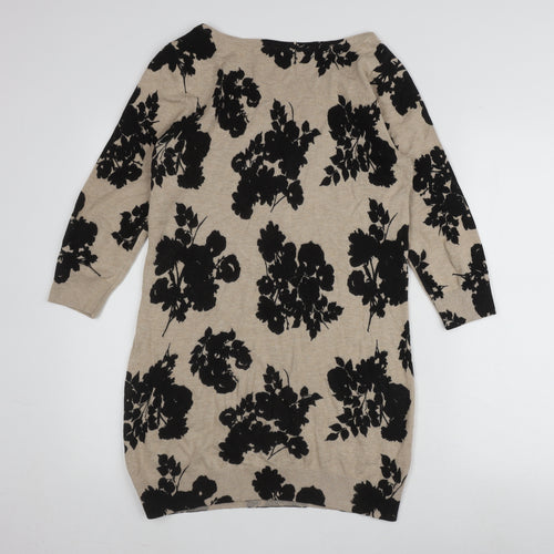 M&Co Women's Beige Floral Pullover Jumper Size 10