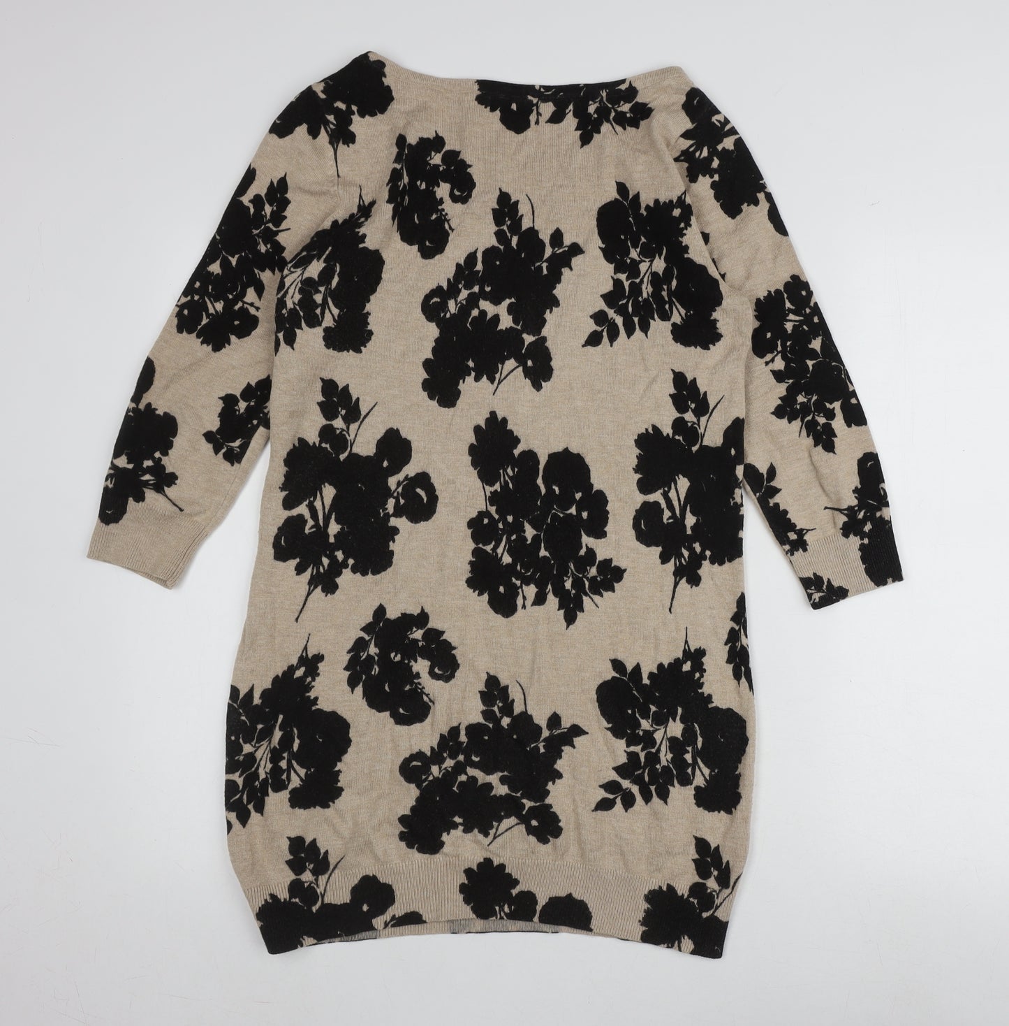 M&Co Women's Beige Floral Pullover Jumper Size 10