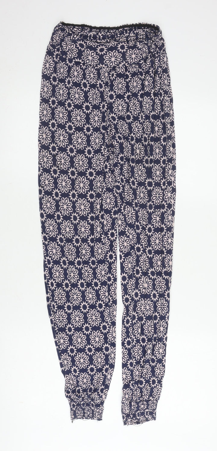 s.Oliver Women's Blue Floral Jogger Trousers - Size 8