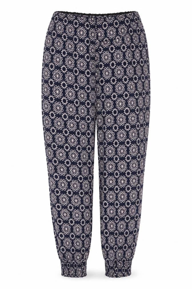 Front view of s.Oliver Women's Blue Floral Jogger Trousers -, size 8