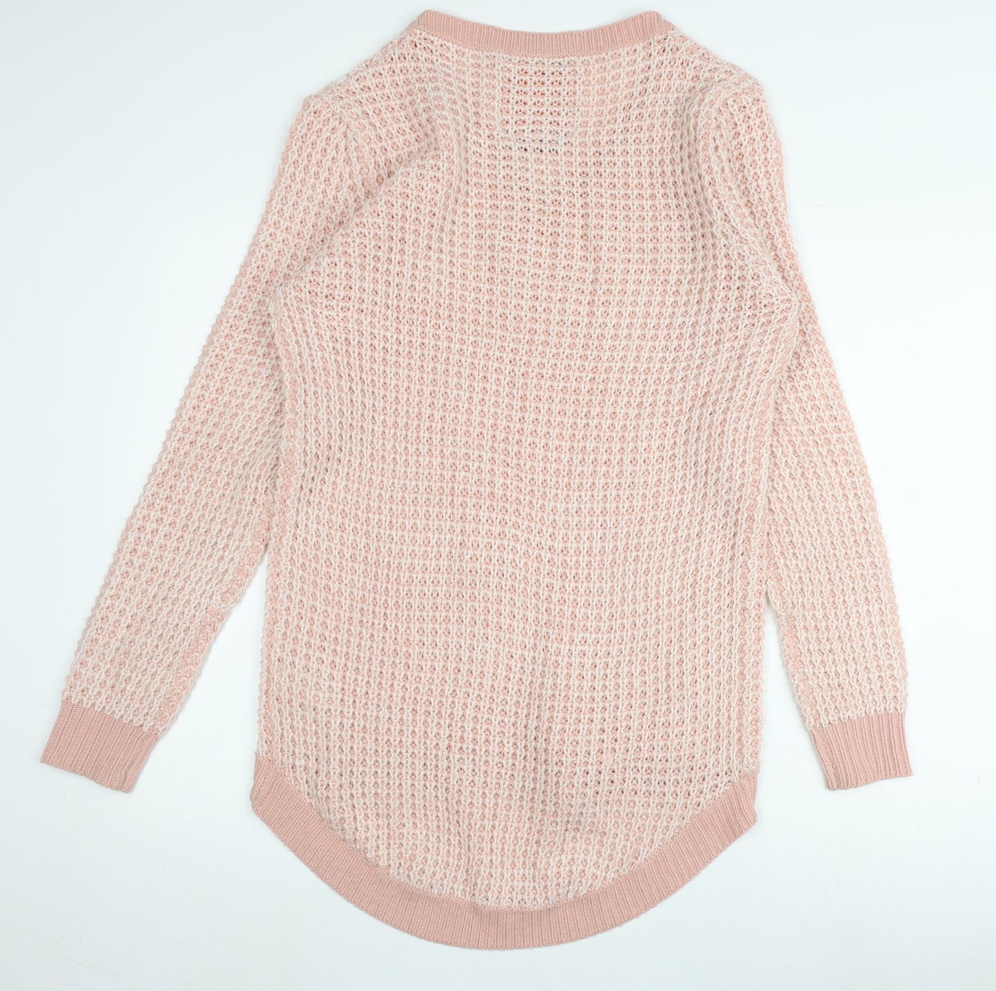 SoulCal & Co Women's Pink V-Neck Waffle-Knit Jumper Size 14