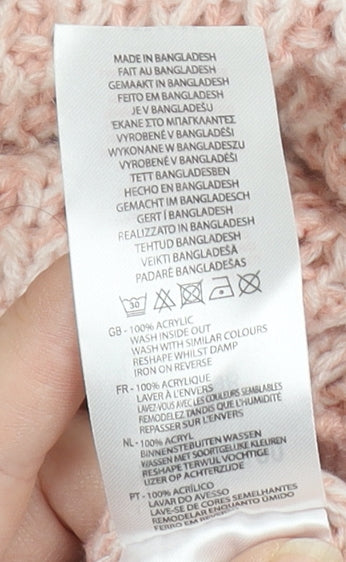 SoulCal & Co Women's Pink V-Neck Waffle-Knit Jumper Size 14