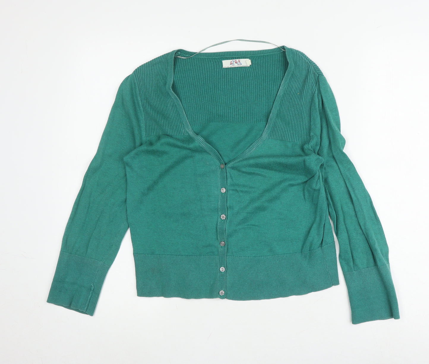 Esa Women's Green V-Neck Button Cardigan Size 10