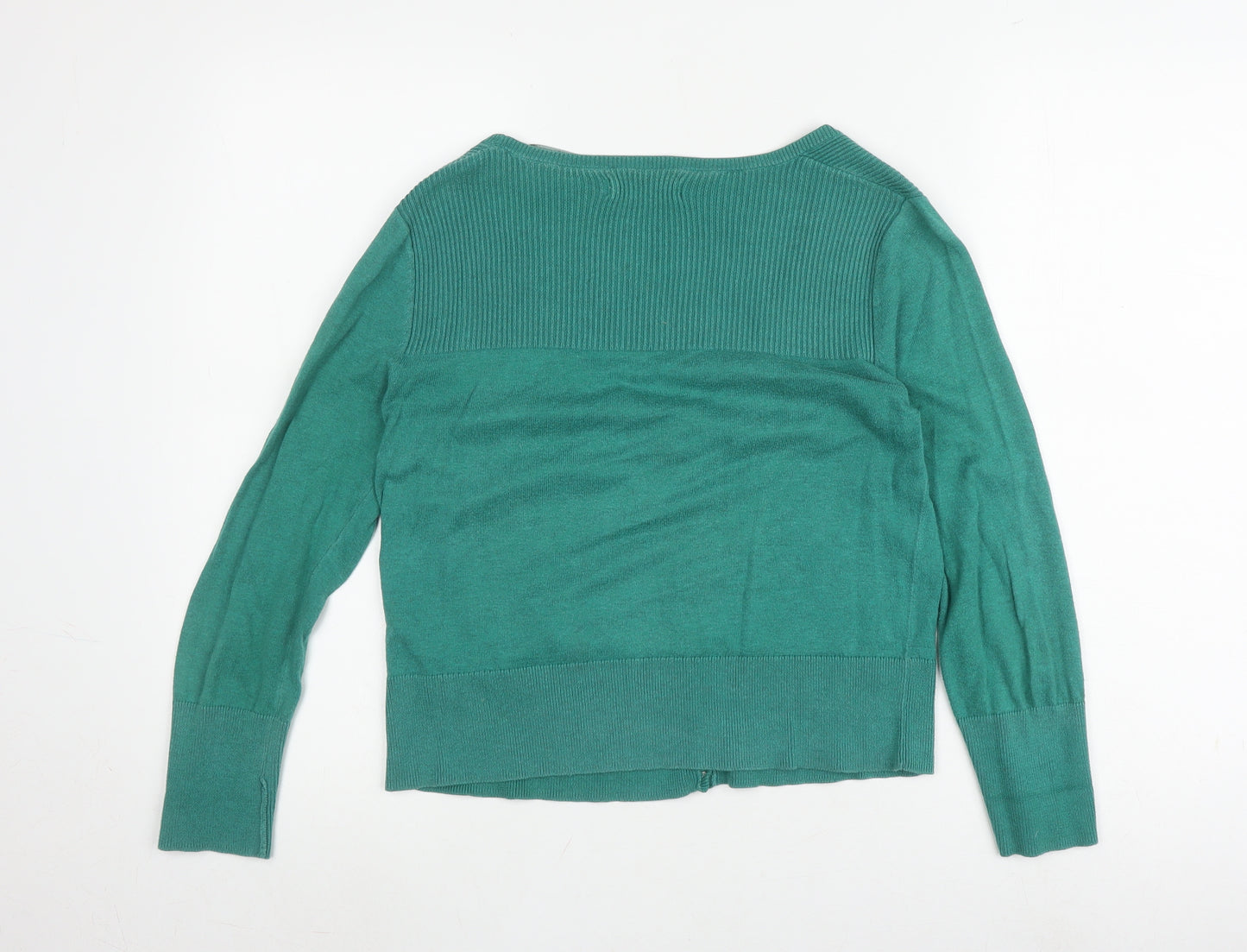 Esa Women's Green V-Neck Button Cardigan Size 10