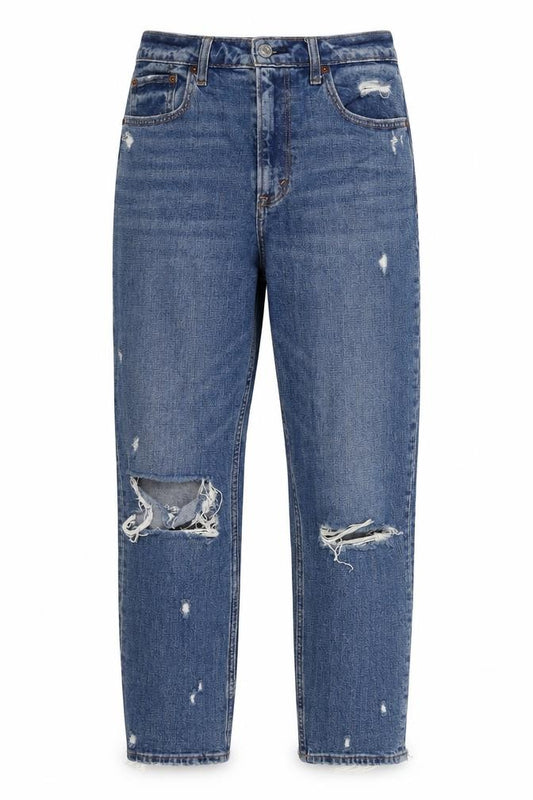 Front view of Abercrombie & Fitch Women's Blue Mom Jeans, size 26