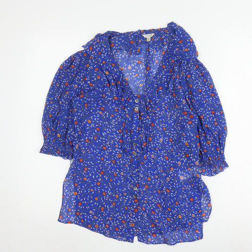 Jigsaw Women's Blue Floral Tunic Blouse Size 6