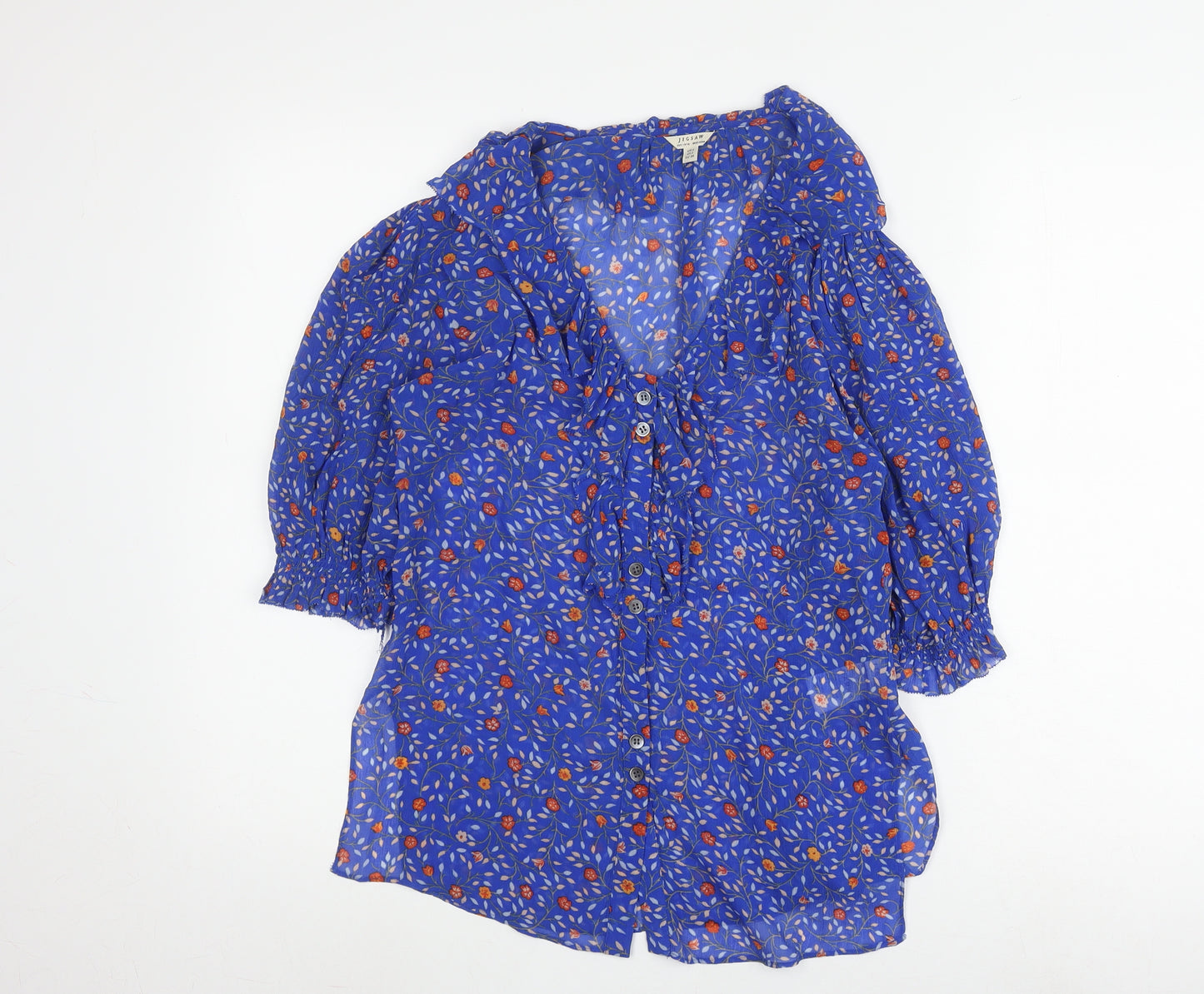 Jigsaw Women's Blue Floral Tunic Blouse Size 6